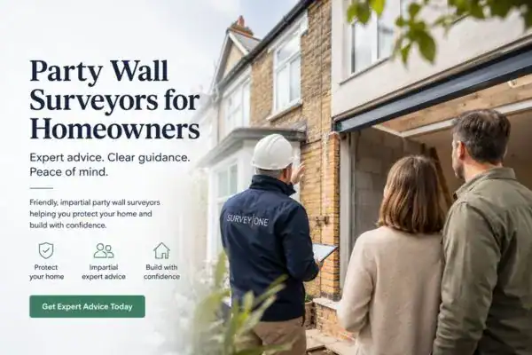 Image of couple with Party wall survey from Survey One Epsom